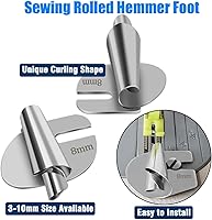 Vista 3 de TOOVREN Pie Universal de Dobladillo Enrollado para Coser 4 Piezas Pie Prensatelas de Dobladillo Enrollado 7/8/9/10mm de Ancho Pie de Dobladillo