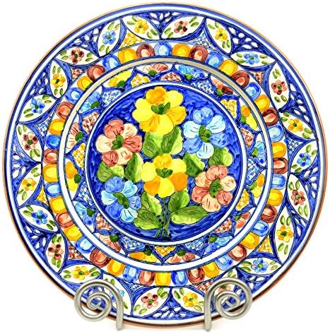 Ceramic Serving Platter, Vibrant Red, Blue, and Yellow, Extra-Large