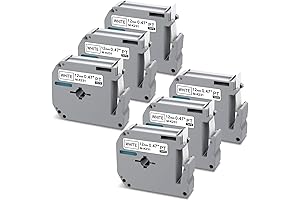6X Compatible with M-K231s Brother Label Tape 12mm White