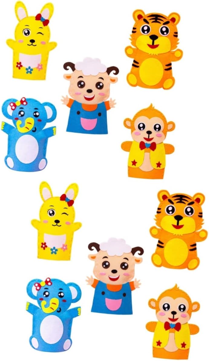 Toyvian 10 Juegos De Kit De Marionetas De Animales para Contar Historias DIY Cerebro De Mono Interactivo Juguete Adorable para Niños Ovejas Material para Hacer Conejos Juguetes