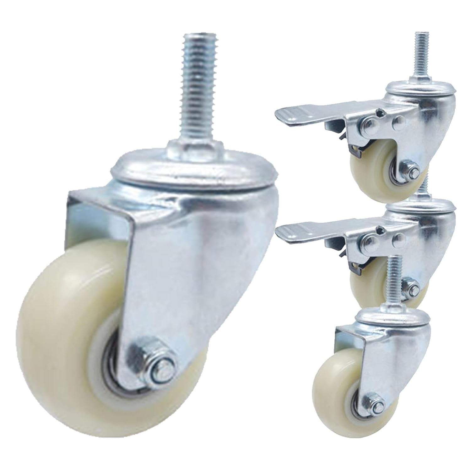 GBRJUYF Heavy-Duty Rubber Caster Wheels 4-Pack Swivel Furniture Casters with/without Brakes Replacement Wheels for Mobility Carts Ideal for Heavy Loads& Versatile.