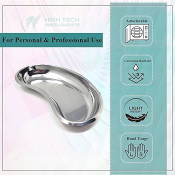 2 Pcs Stainless Steel Kidney Tray Small Instrument Tray Metal