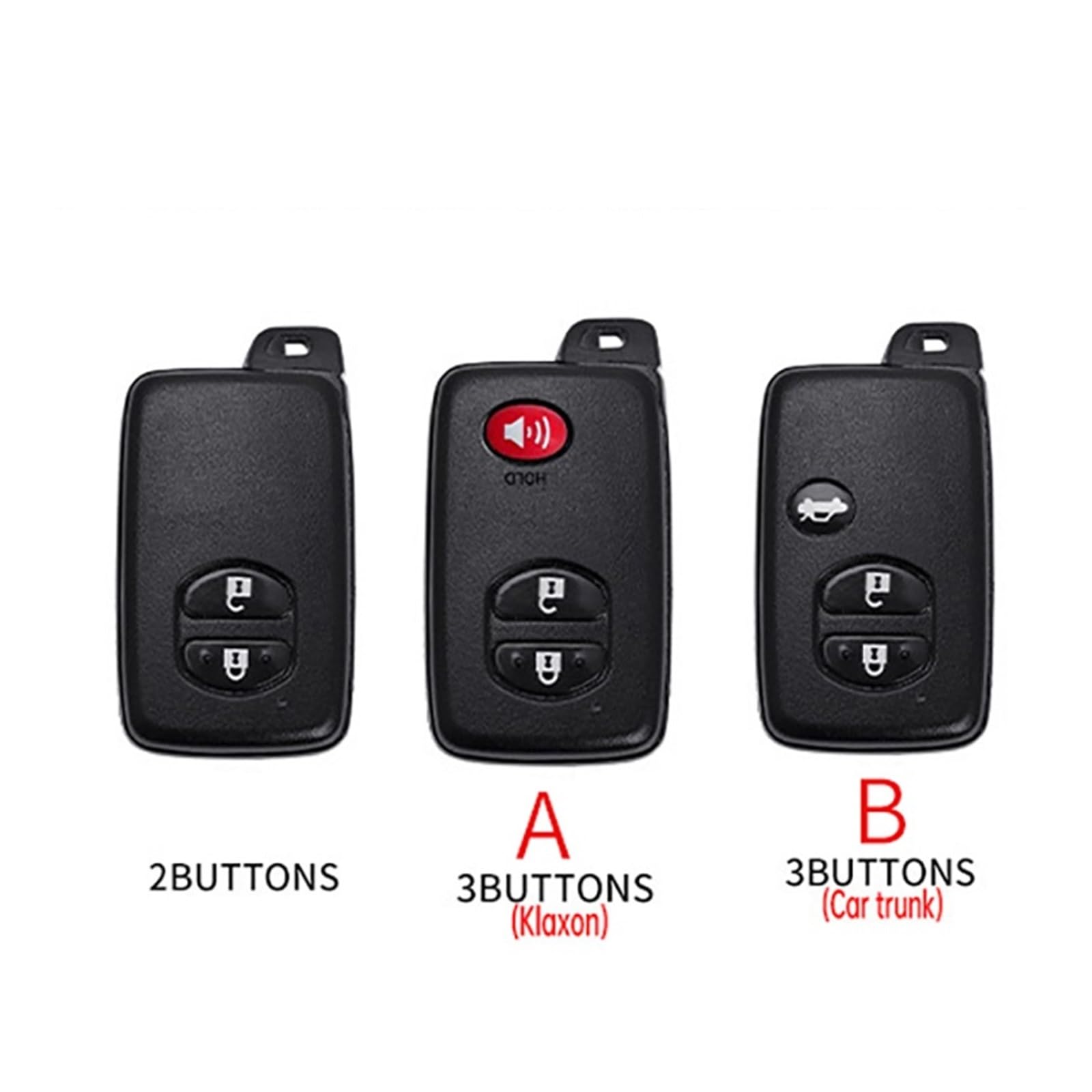 cáscara Llave Coche para Toyota Aqua RAV4 Land Cruiser Camry Prado Corolla Prius 2013 2014 2 3 Botones De Fibra De Carbono Funda para Llave De Coche Llavero(A Style Red Set 1)