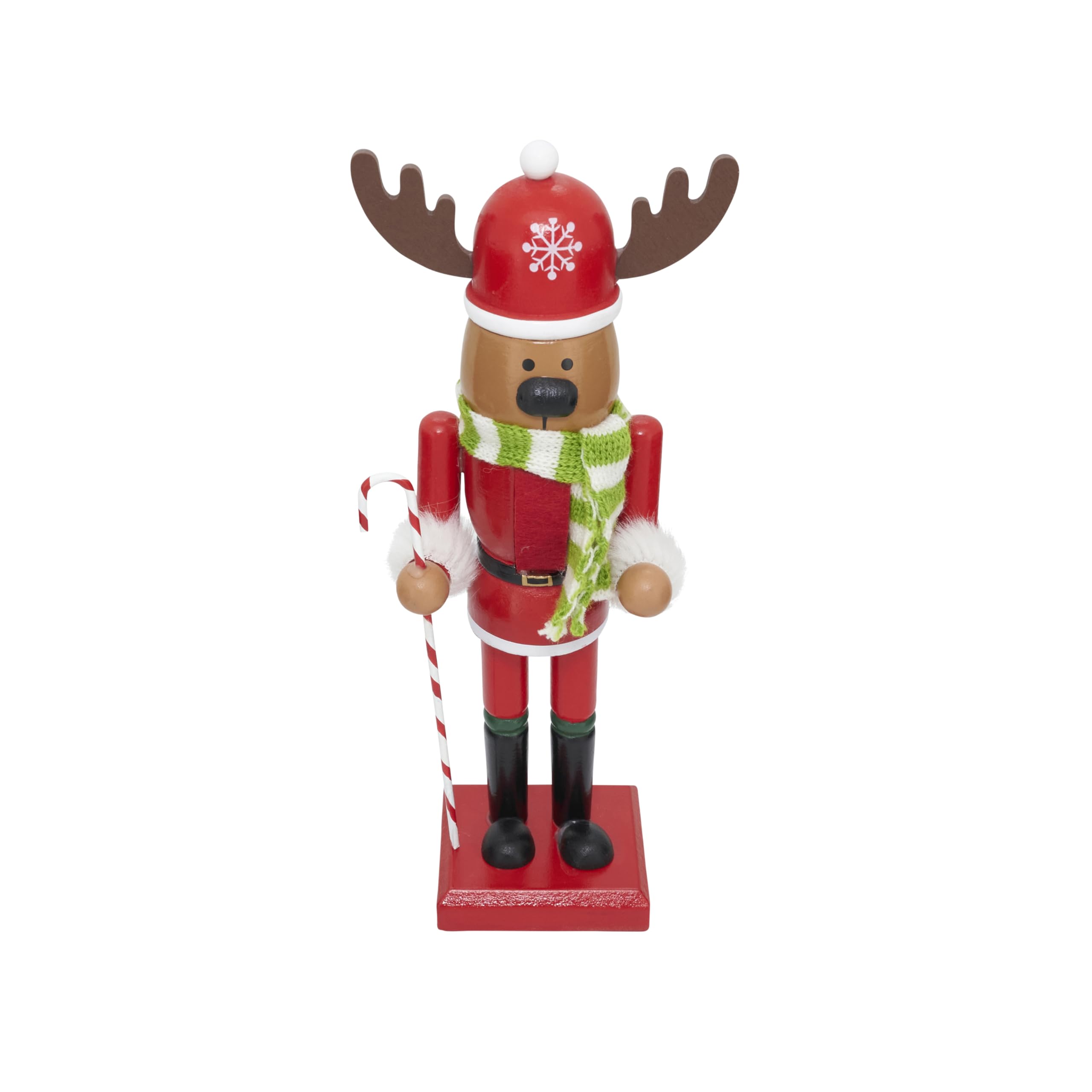 SARO LIFESTYLE Majestic Reindeer Nutcracker with Festive Holiday Charm, 10", Red