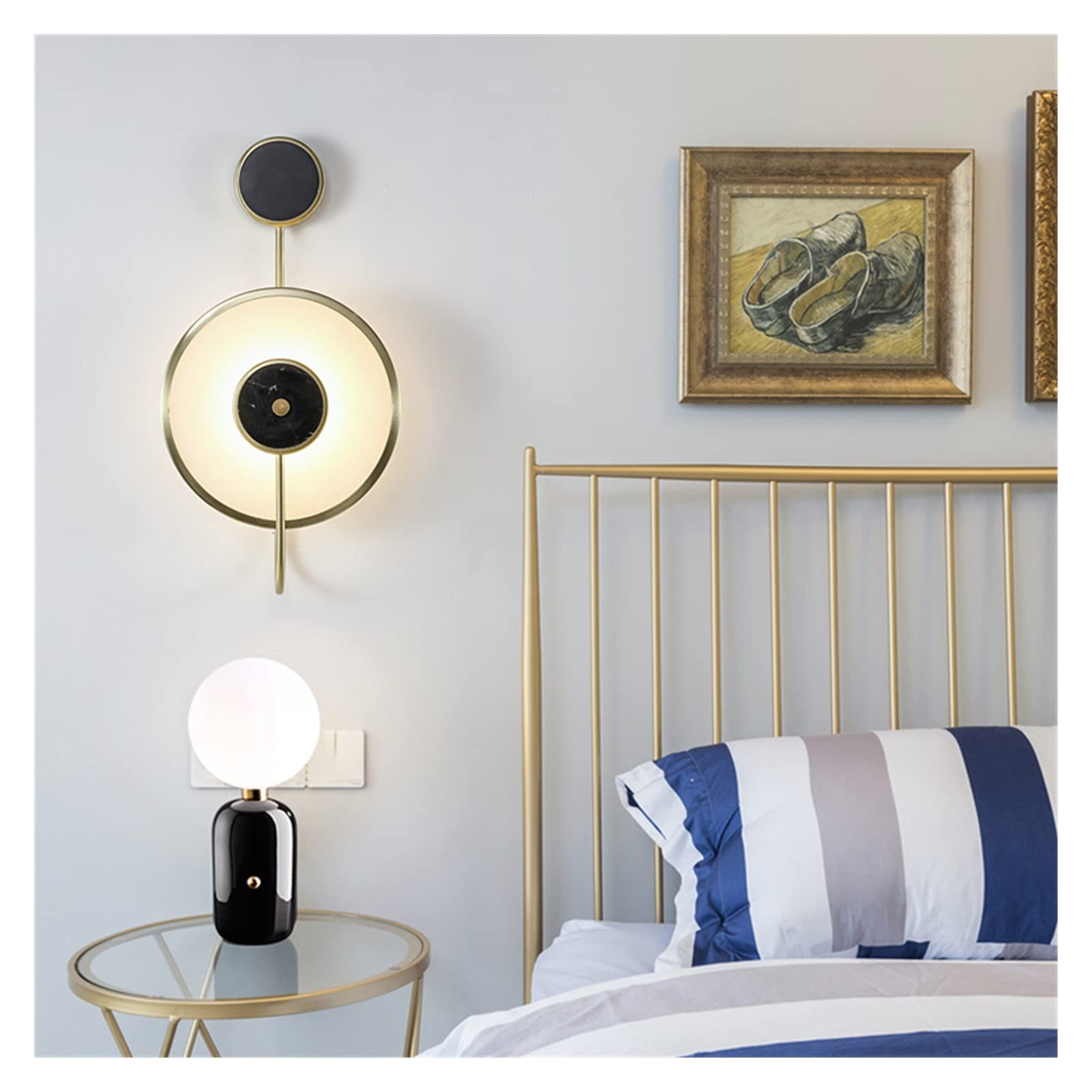 ZTCHSENZT Wall Sconces, Light Luxury Marble Copper Wall Lamp Hotel Front Desk Background Wall Marble Wall Lamp Living Room Decorative Wall Lamp