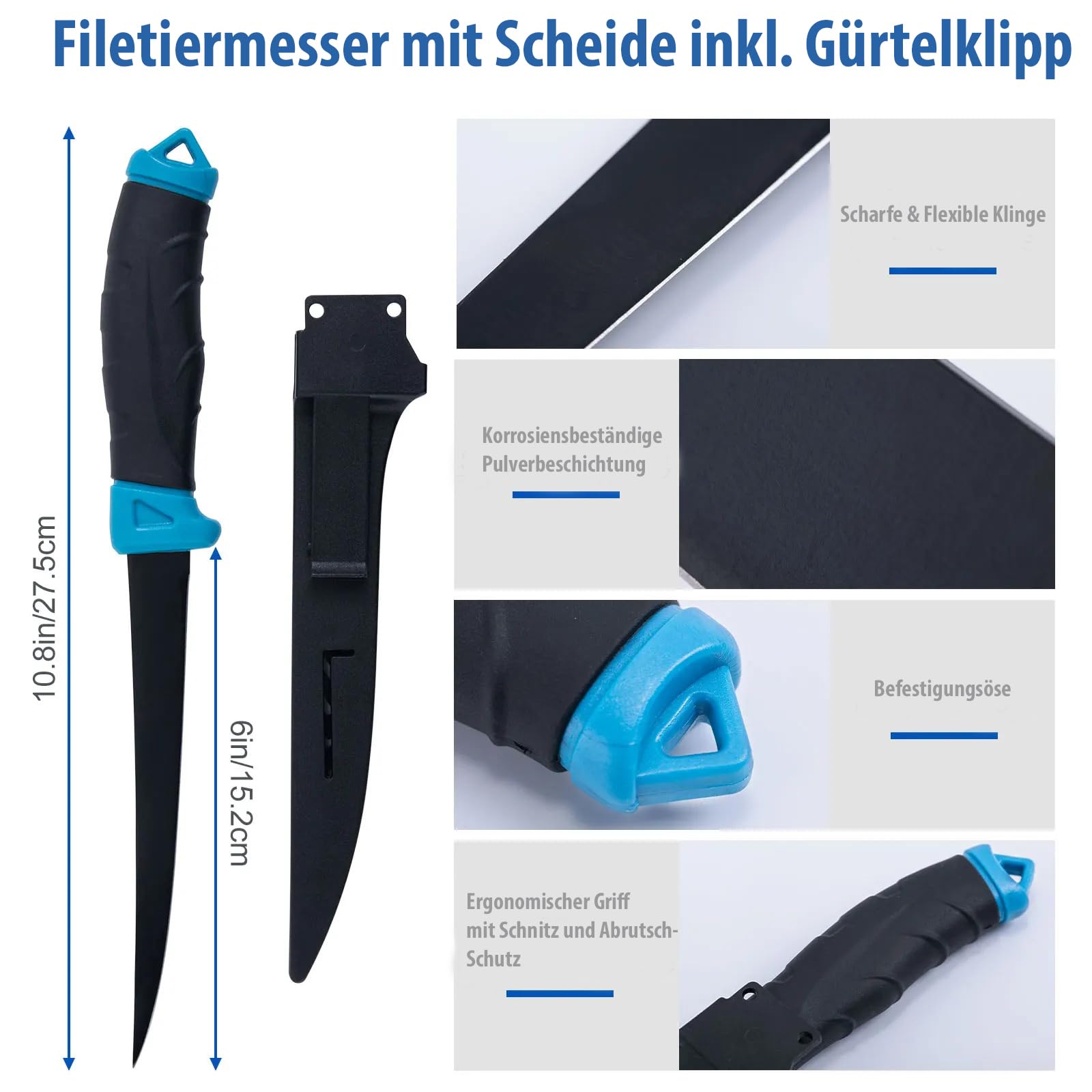 Angelset Komplett für Einsteiger & Profis Multifunktionale Angelbox mit Filiermesser, Maßband, Hakenlöser, Fischgreifer, Schere, Multizange & Schneidebrett Perfektes Fischen Set & Angelkoffer Zubehör