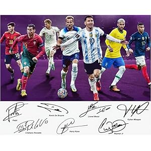 Ikonic Fotohaus Cristiano Ronaldo Lionel Messi Neymar Jr Kane Pedri Mbape Soccer Superstars Signed Photo Autograph Print Wall Art Home Decor