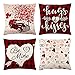 Poszewki na poduszki 65 x 65 cm zestaw 4 poszewek na poduszki na sofę dwustronny nadruk Boże Narodzenie czerwone litery poszewki na poduszki z niewidocznym zamkiem błyskawicznym kwadratowe poszewki na poduszki drobna lniana dekoracyjna poszewka na poduszkę