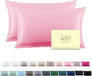 Silk Pillowcase for Hair and Skin,Soft,Breathable and Sliky 100% Queen Silk Pillow Case Set of 2,Both Sides Natural Mulberry Silk Pillowcases with Hidden Zipper(Queen Size 20"X 30",2pcs)