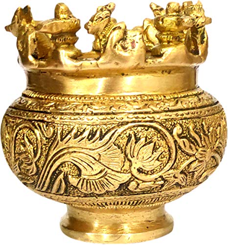 Purpledip Brass Kalash Shivaling & Nandi: Rare Collection Decorative Temple Vase (12053) #TOP7
