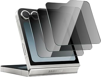 Privacy screen protector for samsung galaxy z flip 6/5, 3 Pack tempered glass 9H hardness, Privacy screen, Bubble-free Scratch-resistant Impact-resistant