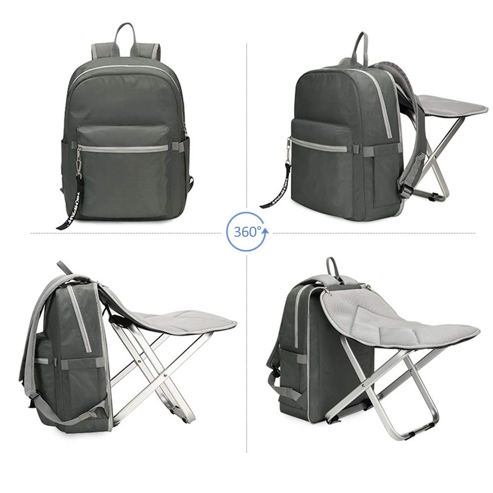 Generico Zaino Sgabello Combinato Leggero 2 in 1 con Sedia Pieghevole per Campeggio Pesca Escursioni Pienic BBQ