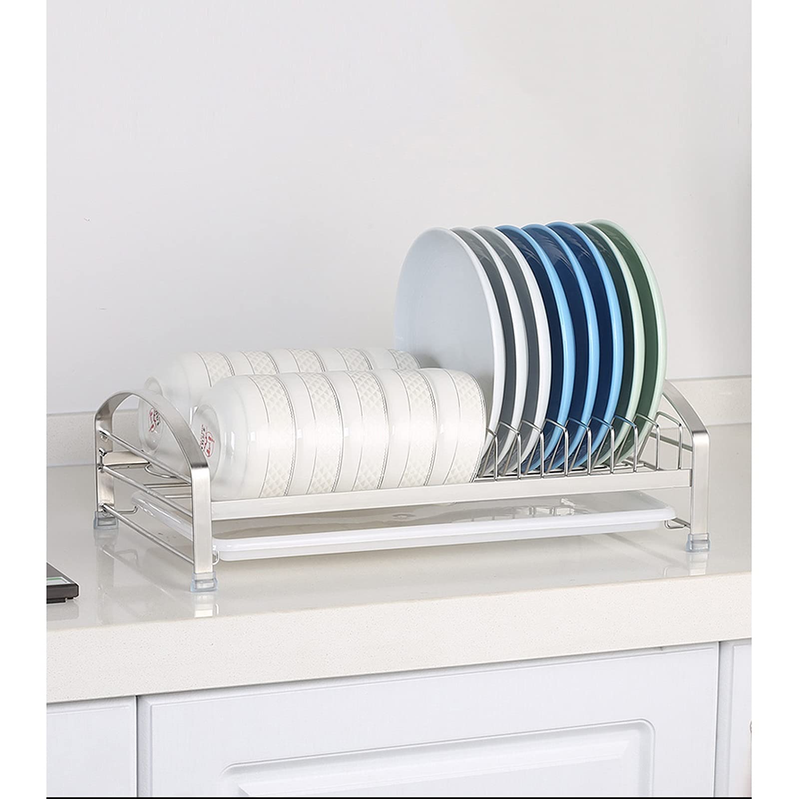 Küchen-Geschirrtrockner Single Layer 304 Edelstahl-Trocken- und Drain-Dish-Rack-Drain-Rack-Gerichte und Geschirrspeicherregale Multifunktionaler Abtropfständer (Color : B)