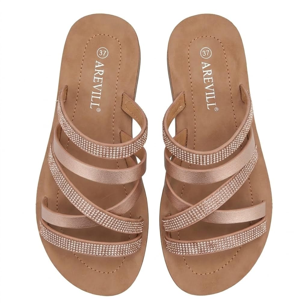 Sandali estivi da donna glitterati, comodi, leggeri, con strass, antiscivolo, aperti, per il tempo libero, con plantare morbido, per vacanze, spiaggia, vita quotidiana