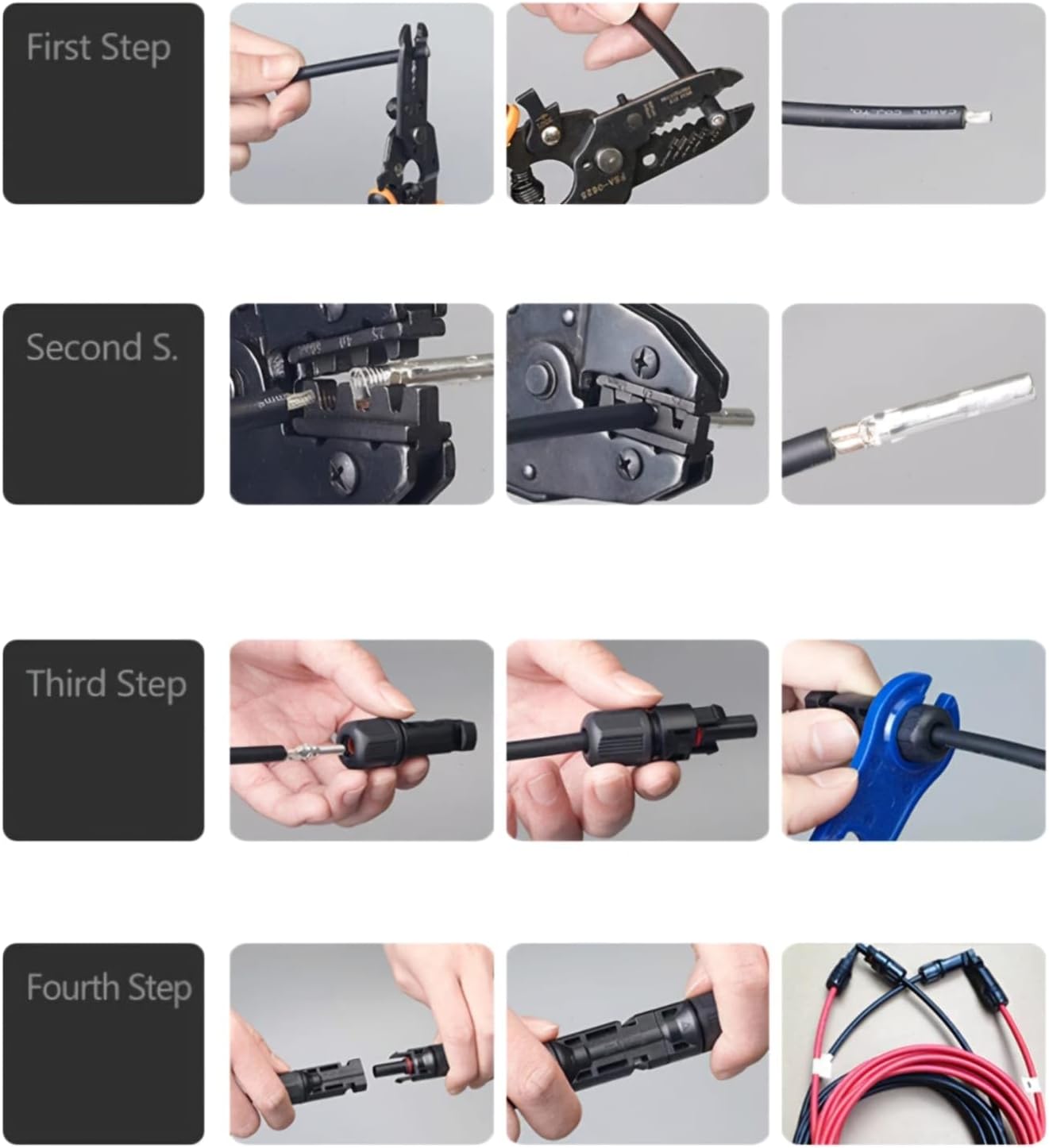Solar Panel Connectors 100 PCS MC4 connectors IP67 Waterproof Connectors Male/Female 50Pairs with 2 Spanners