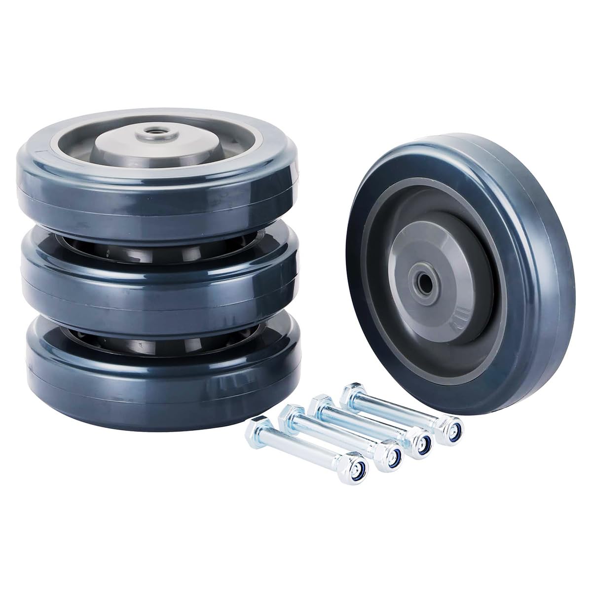 MAOPINER 5" Shopping Cart Wheel Replacement Kit, 4 Pack Caster Wheels, Heavy Duty Stem Caster Wheels, Cart Wheels for Shopping Carts, Dolly Cart,