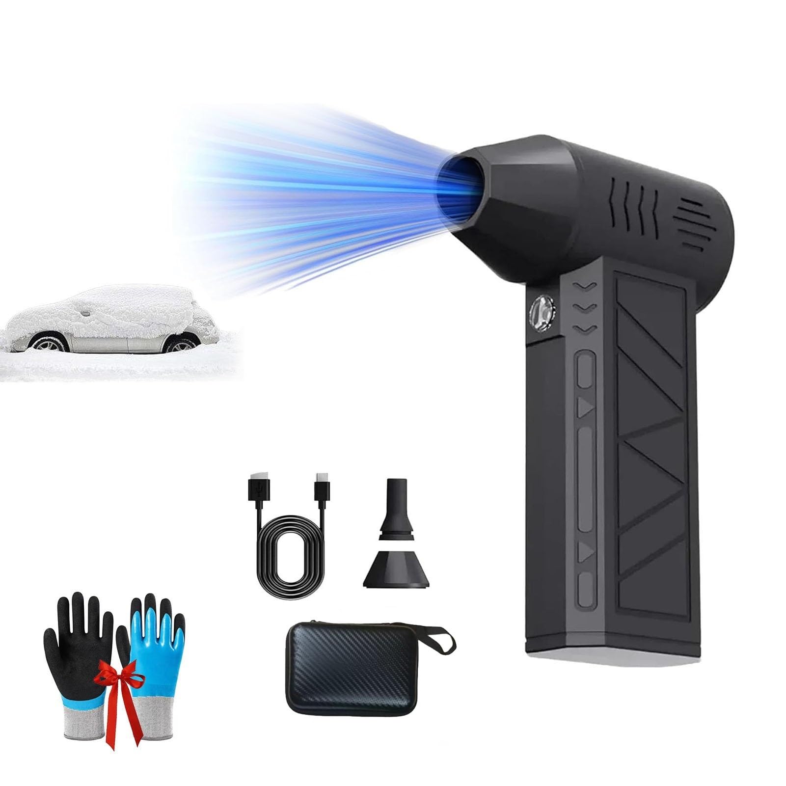 Souffleuse à neige électrique sans fil turbo 2025 à 3 vitesses avec LED