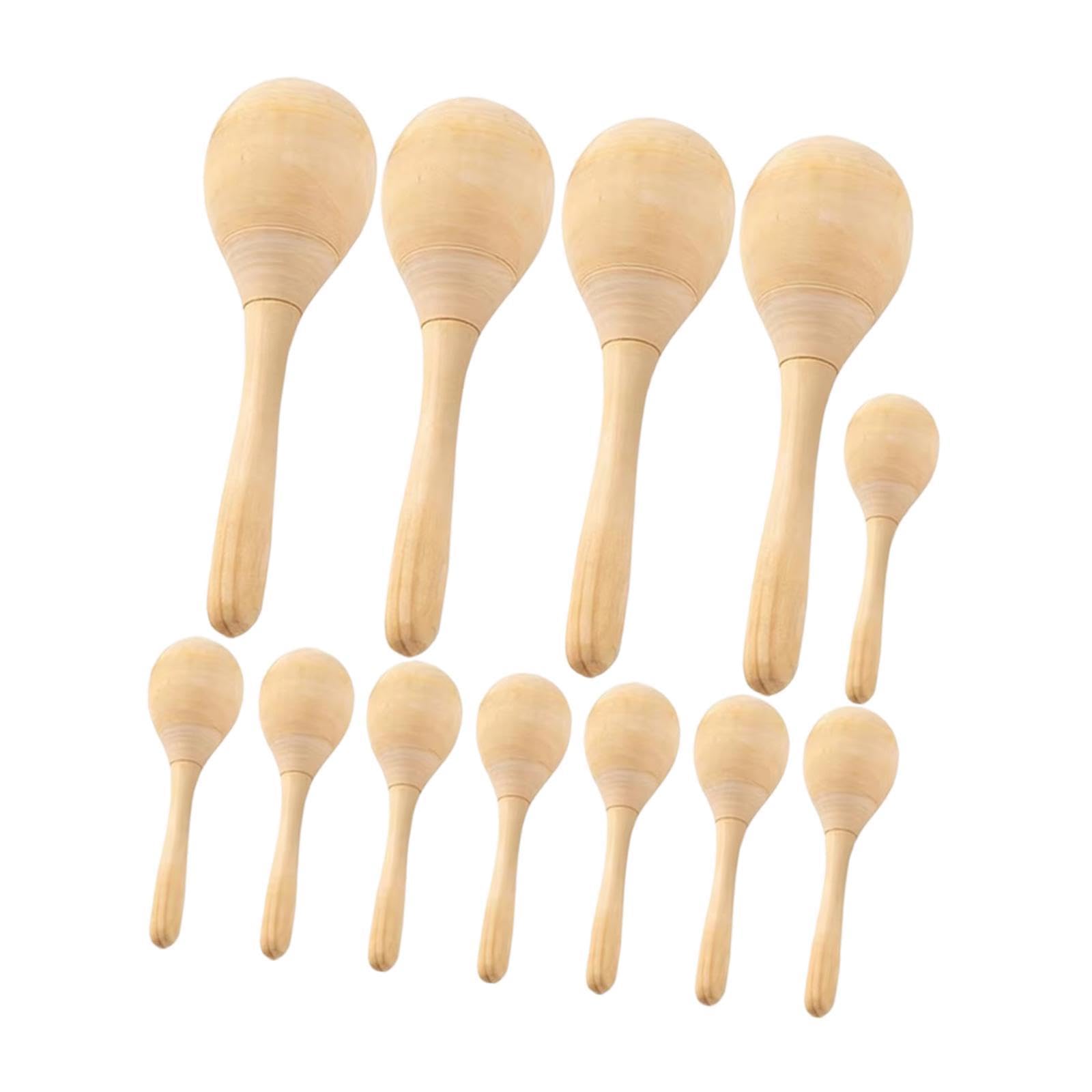 Maracas En Bois, Percussions Manuelles, Maracas Peintes à La Main, Maracas Vierges Non Finies, Cadeau D'anniversaire, 12 pièces