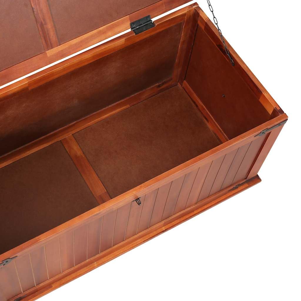 Baúl de almacenamiento 90 x 45 x 40 cm madera maciza de acacia