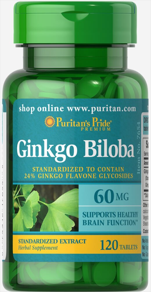 Puritaanid Pride Ginkgo Biloba Standarditud ekstrakt 60 mg tabletid, 120 loend