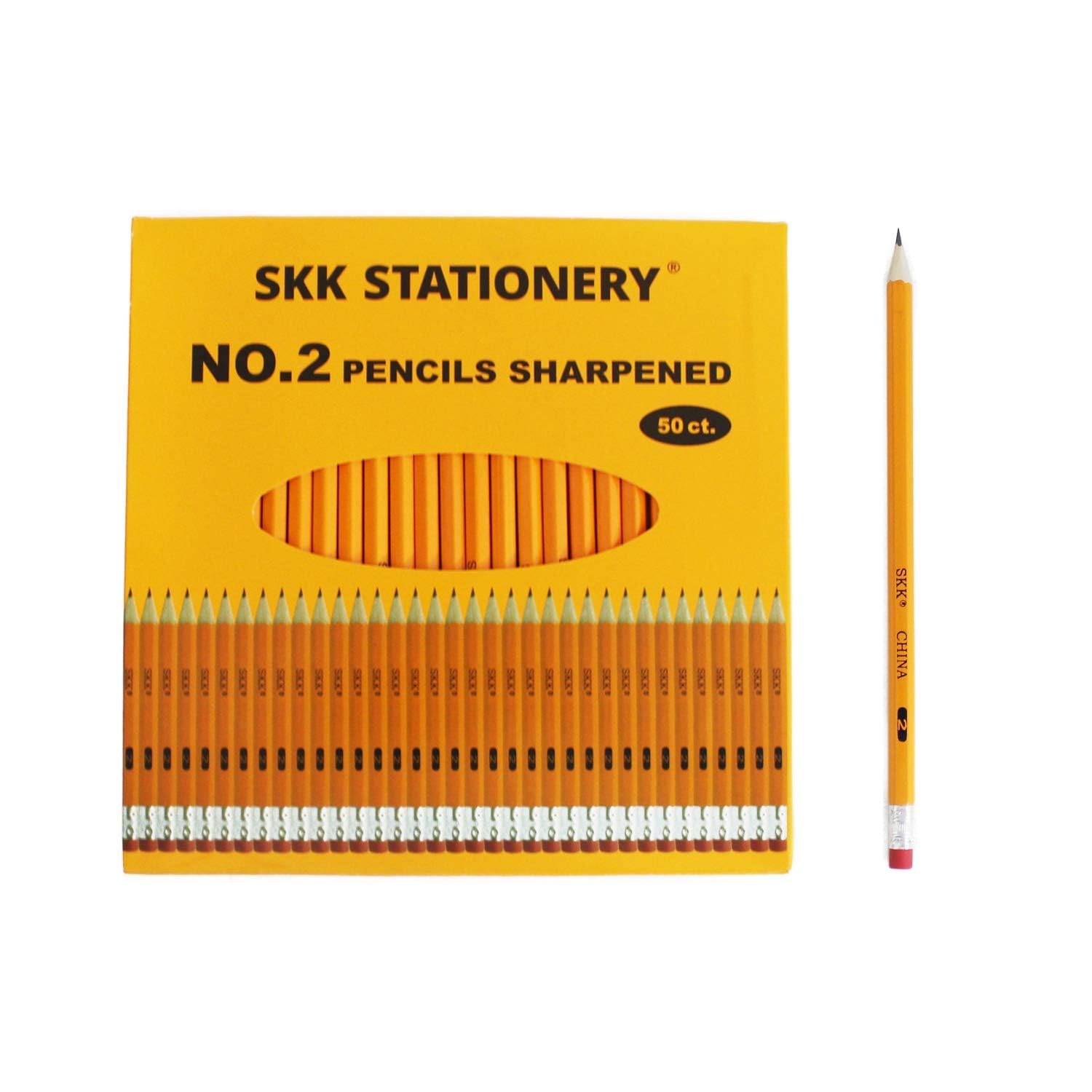 SKKSTATIONERY Lot de 600 crayons HB pré-taillés, crayons en bois pour fournitures scolaires et enseignantes, écriture, dessin et croquis, 50 boîtes