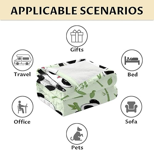 Miniatura 79 de Manta de panda personalizada con nombre, 30 x 40 pulgadas, bonita manta para niños, mantas de felpa suave colorida para sofá, oficina