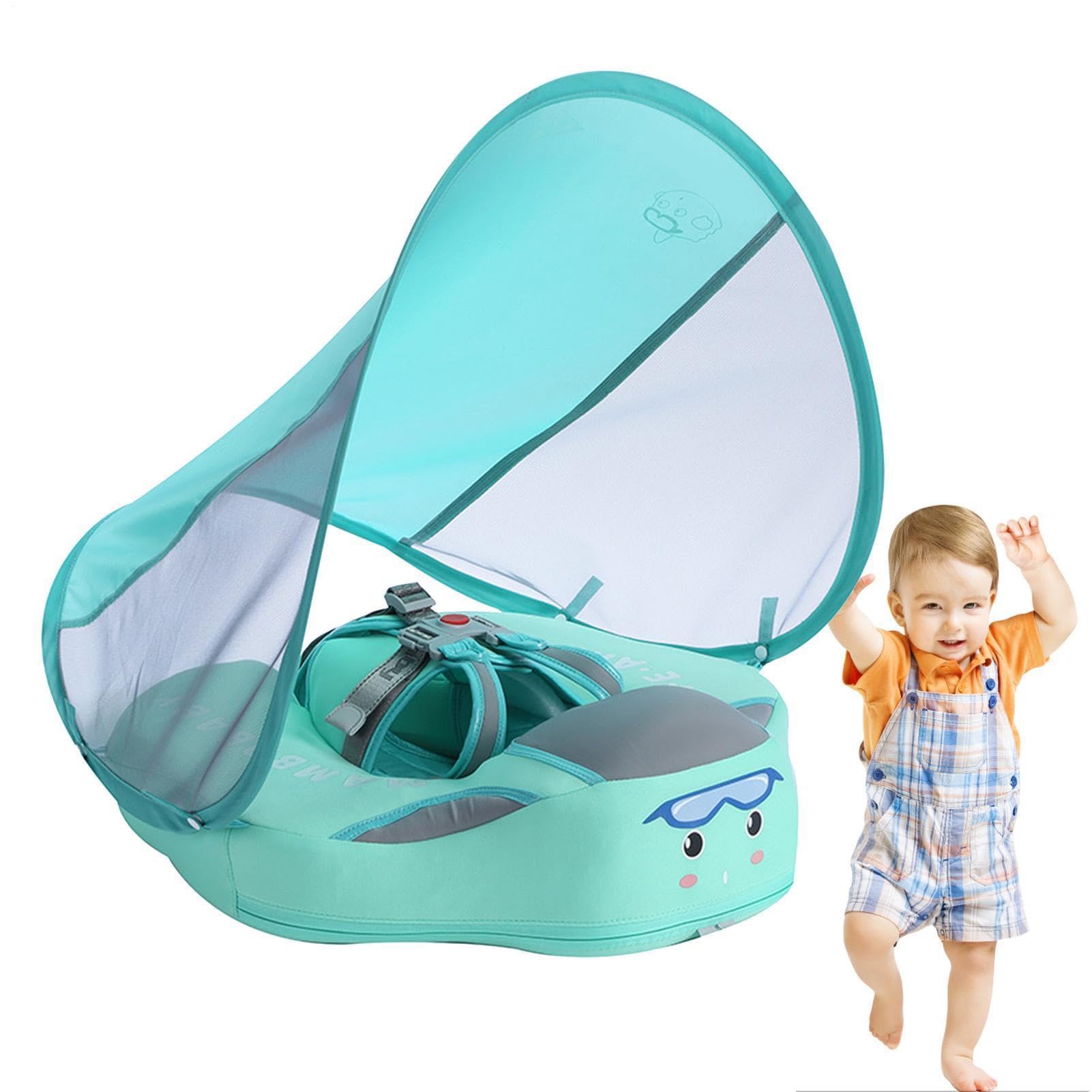 Flotador para Bebé con Sombrilla Flotador Infantil para Piscinas | Antivuelco Con Sombrilla Protectora Desmontable Para Viajes De Verano, Lagos Y Bañeras Exteriores - Para Bebés De 3 A 24