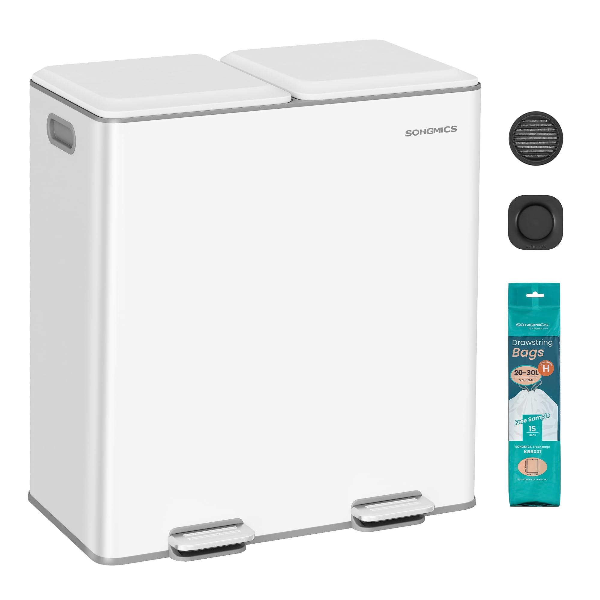 Amazon｜SONGMICS ゴミ箱 分別 ペダル式 蓋付き 2x30L スチール製