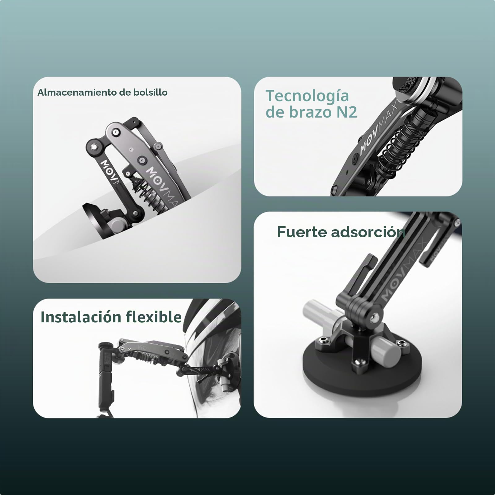 Vaxis Global Movmax - Brazo de Cuchilla para cámaras dji Pocket 3, Insta 360 y GoPro Hero 12 con tecnología de Brazo N2 y Tornillo de Bloqueo Universal