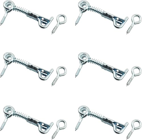 Gancho de resorte de acero inoxidable y pestillo de seguridad de 2 pulgadas para puerta de alambre y pestillo de ojal, 6 unidades