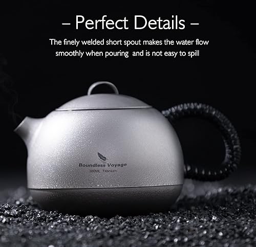 Miniatura 4 de Boundless Voyage Tetera Kungfu de titanio con tapa de mango de filtro, bote de té, ultraligero, mini hervidor de agua, juego de té para camping,