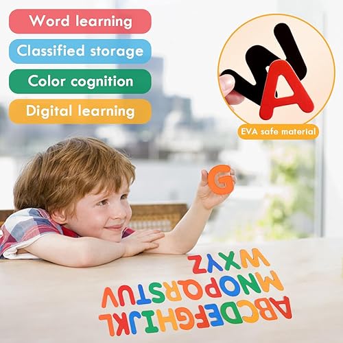 Miniatura 5 de Aomola 78 letras magnéticas y formas de animales para niños pequeños, imanes de refrigerador, decoración de juguetes educativos tempranos, regalo
