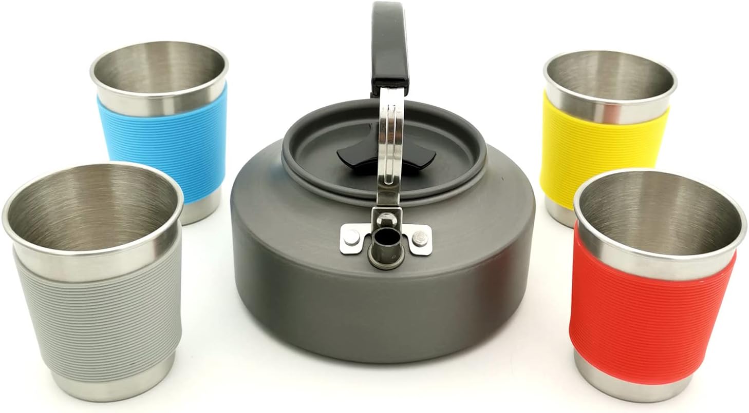 Camping Cookware 20PCS Kit Camping Tableware Set 4 Person Outdoor Cooking Supplies with Bowl Pans Fold Fork for Outdoor Hiking Picnic