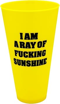 Island Dogs Ray of Sunshine Jumbo Party Cup - 48 oz Plastic Fun Cup for Tailgates, Bachelorette Parties & Celebrations - Cool summer accessory for the beach and a pool party