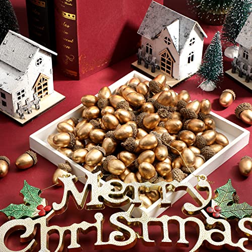 150 Pieces Gold Artificial Acorn Simulation Small Acorn With Cap Foam Acorns For Crafts Fake Acorns For Decoration Fall Acorn Table Decor For Thanksgiving Day Wedding Fruit Diy Crafting Decorations #TOP2