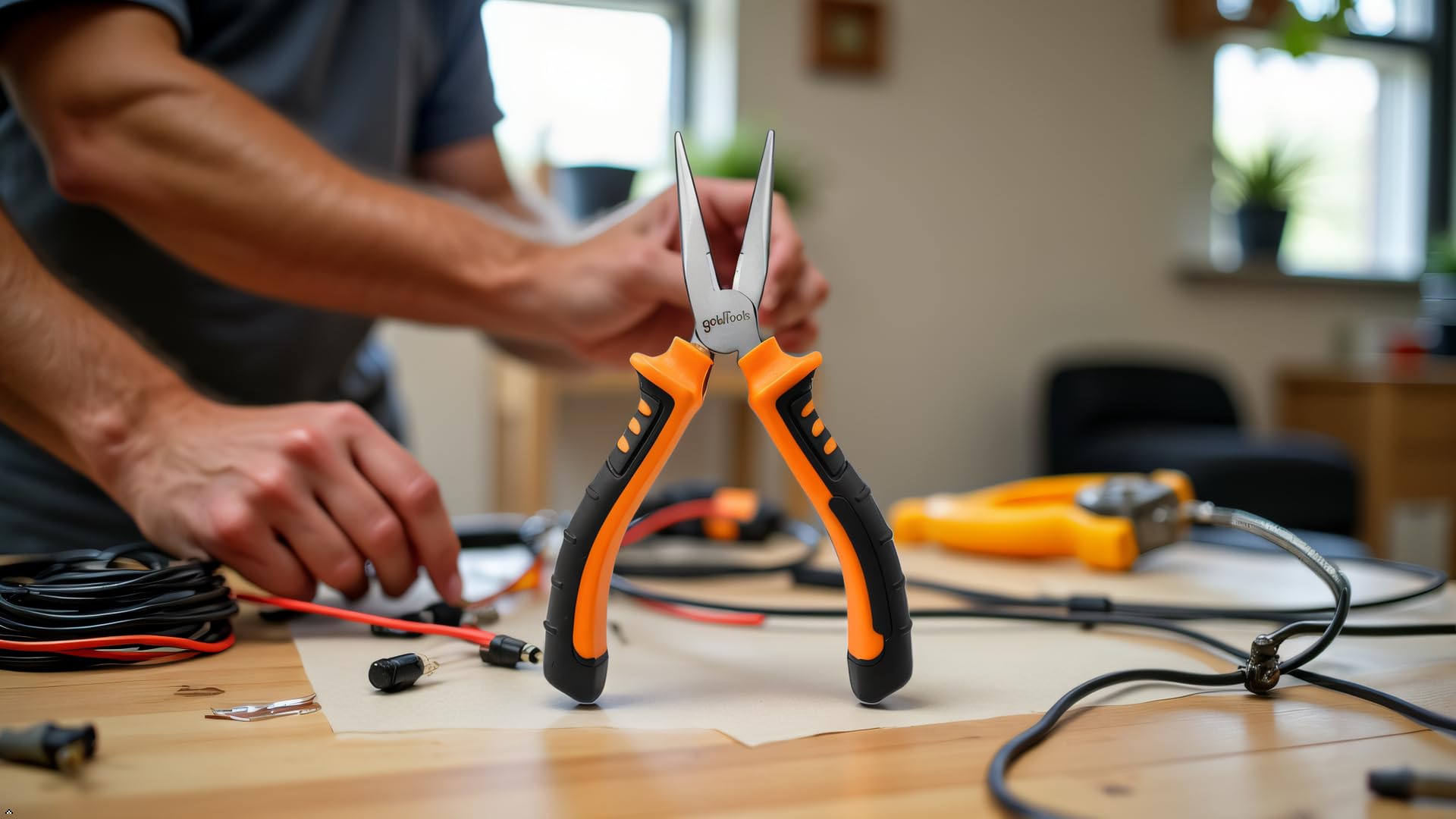 Pinza a becco lungo professionale 160 mm, in acciaio al cromo-vanadio, manico ergonomico bimateriale, ideale per fai da te e riparazioni