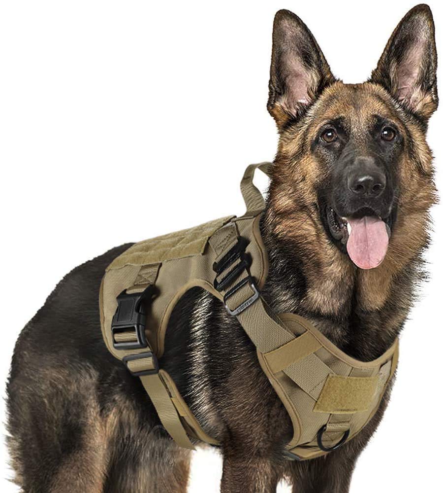rabbitgoo Tactical Dog Harness for Large, Heavy Duty Pet Harness with Handle, No-Pull Service Vest Large Breed, Adjustable Military Dog Vest for
