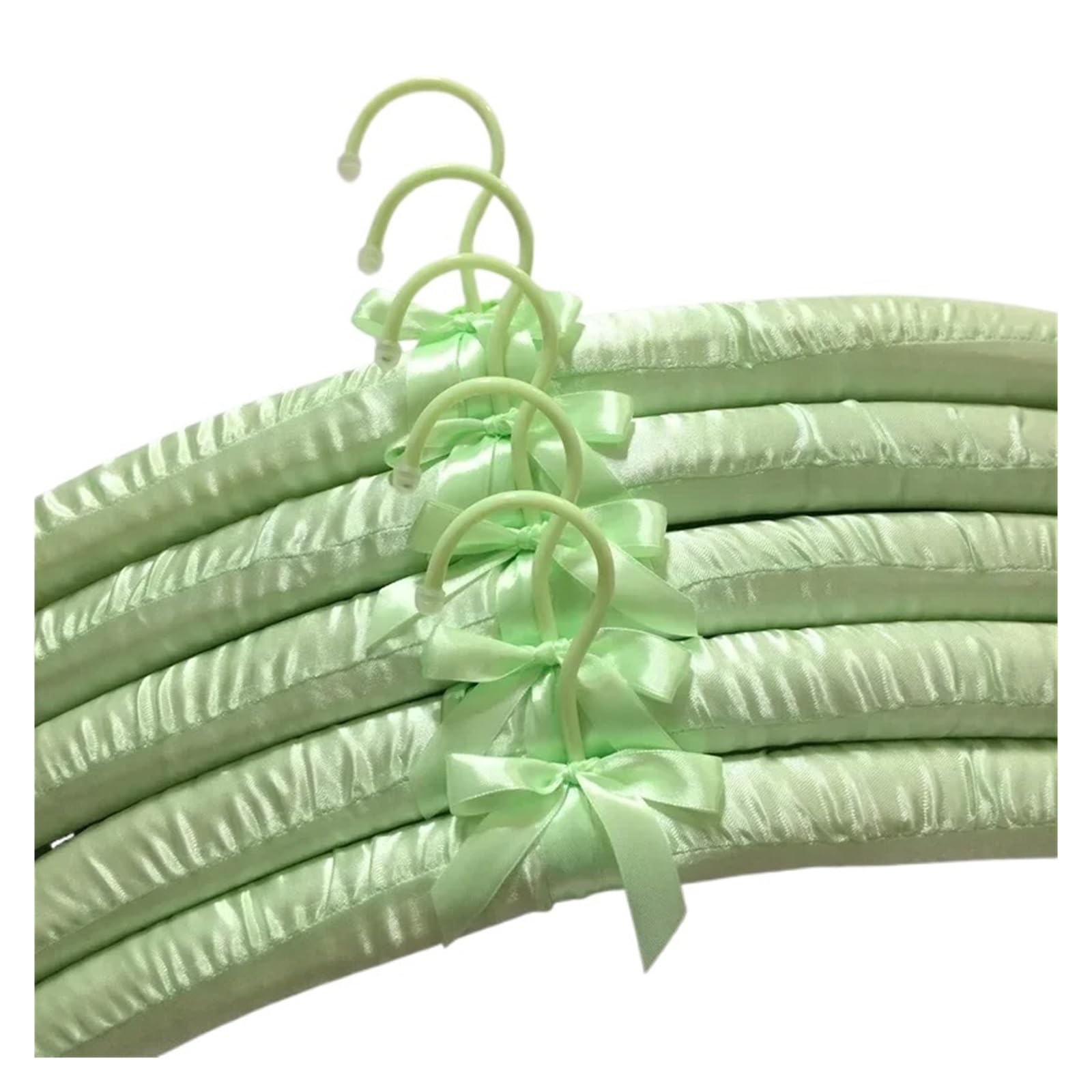 Satin Padded Hangers 5pcs 40cm Silk Fabric Hanger Satin Clothes Sponge Padded Racks Plastic Hook(Color 8)