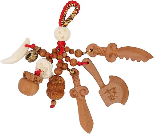 TOPINCN Amuleto de espada de madera de durazno para hacha para proteger a los espíritus malignos, cuchillo con colgante de madera de durazno,