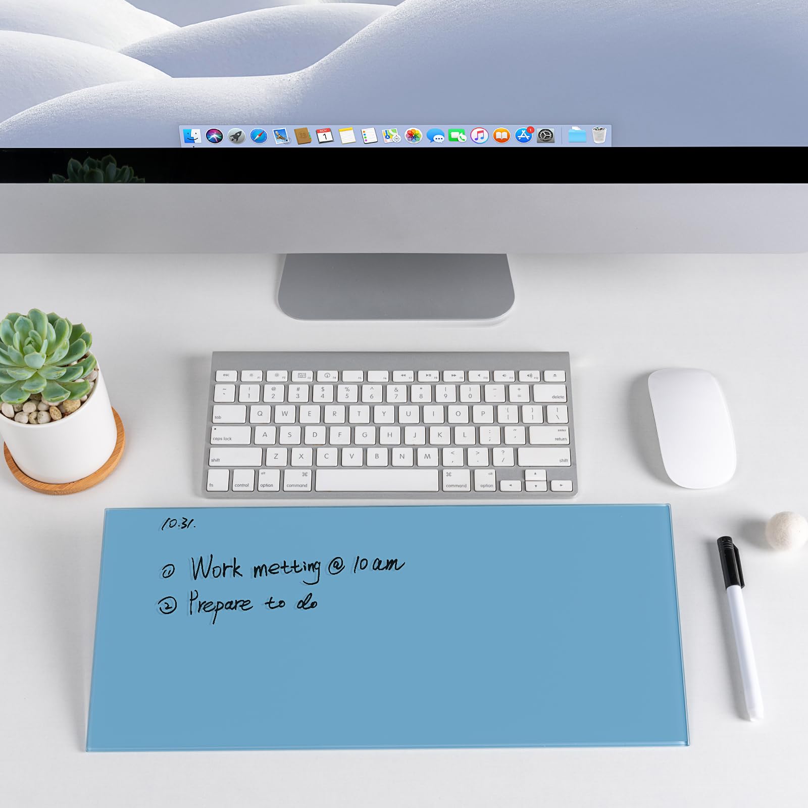 Desktop Glass Board with Stand Dry Erase Board Easel for Desk Reusable Desk Whiteboard