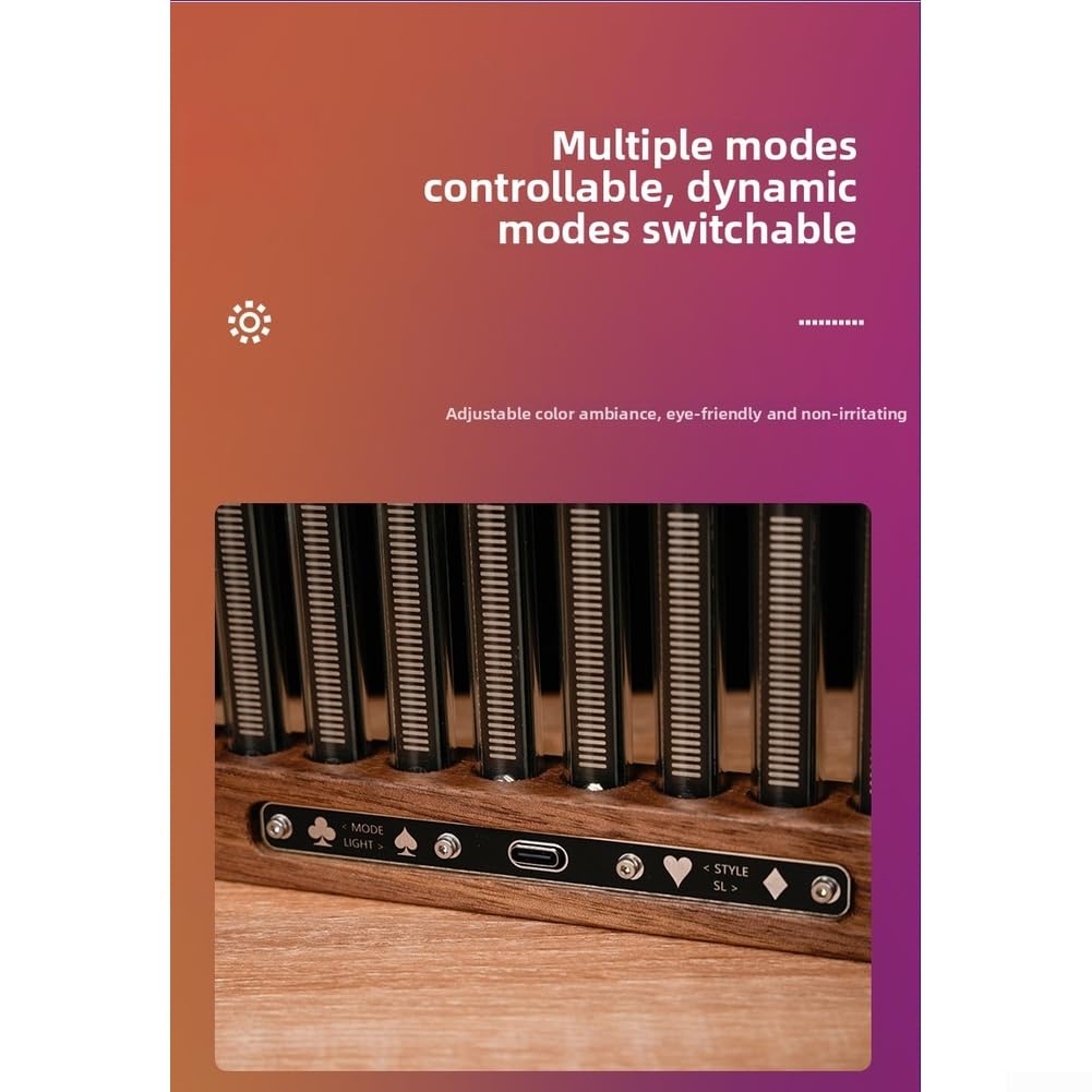 Luce LED ritmica musicale con 240 perline attivate dal suono per lampade SPECTRUM con base in noce, 7 modalità, illuminazione ambientale USB per decorazione della sala da gioco (1 generazione