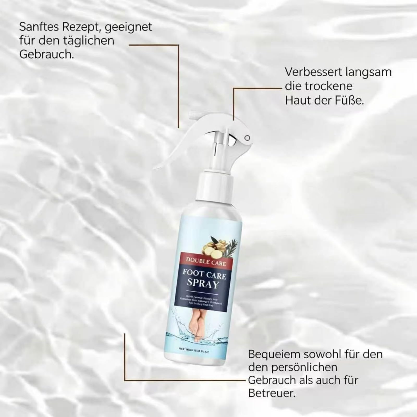 Feuchtigkeitsspray für frische und hygienische Füße, Fußspray für trockene Haut, feuchtigkeitsspendend, universell für Männer und Frauen (100ml*1pcs)