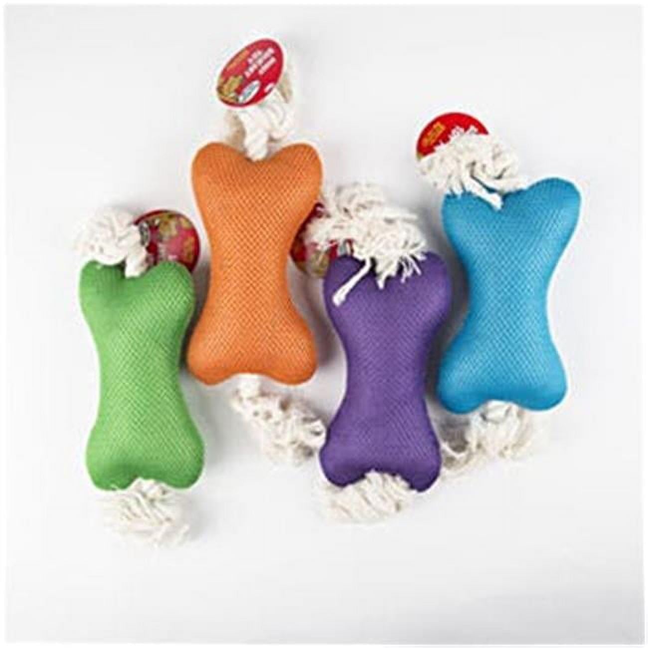 DollarItemDirect Dog Toy Plush Bone with Rope and Squeaker 14 inches 4 Colors in PDQ Case of 40