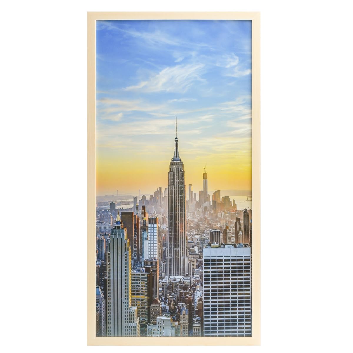 Frame Amo Natural Color 18x36 Picture or Poster Frame, 1 inch Wide Border, Smooth Finish, Acrylic Front