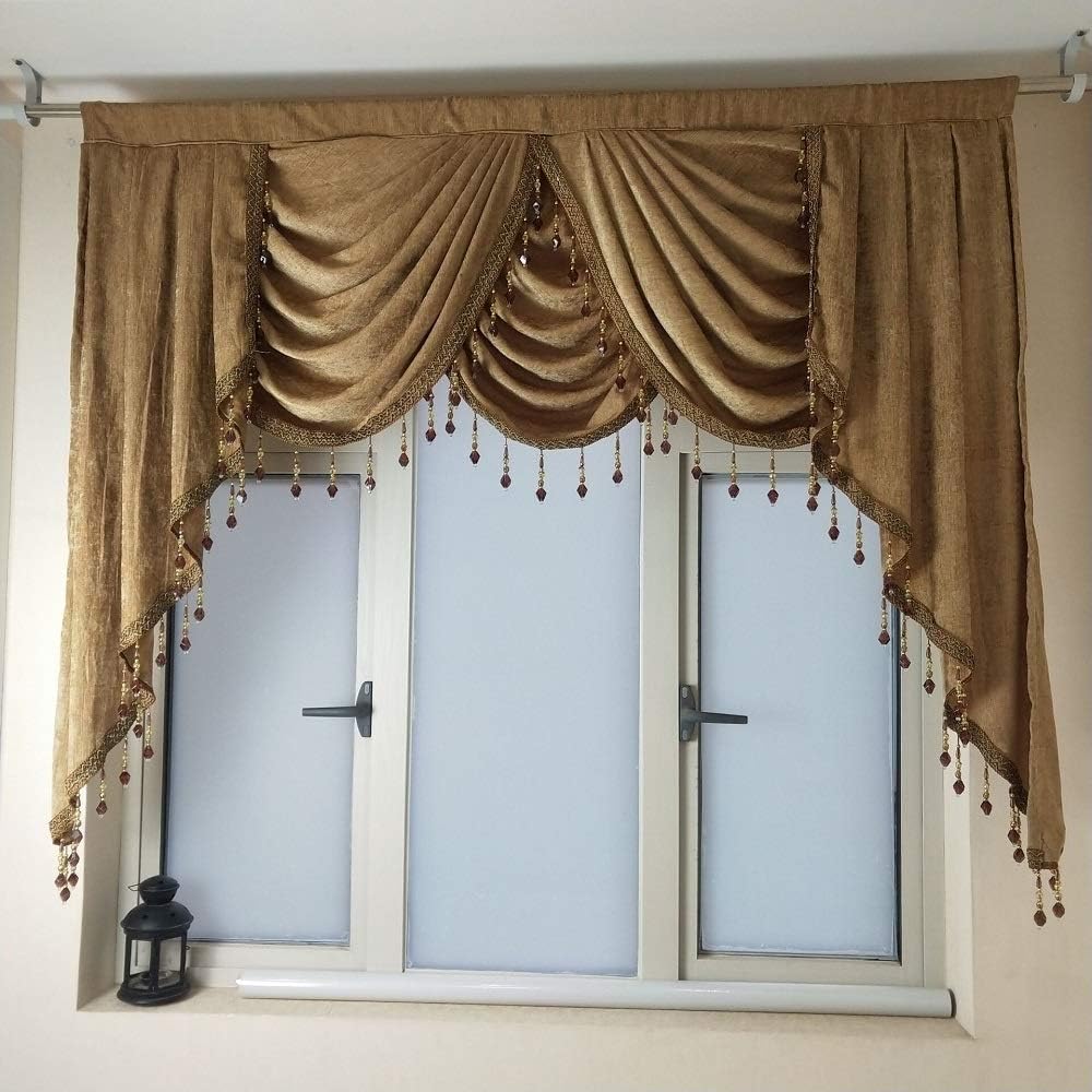 Buy Luxury Brown Valance for Window Curtain Brown Swag European Royal