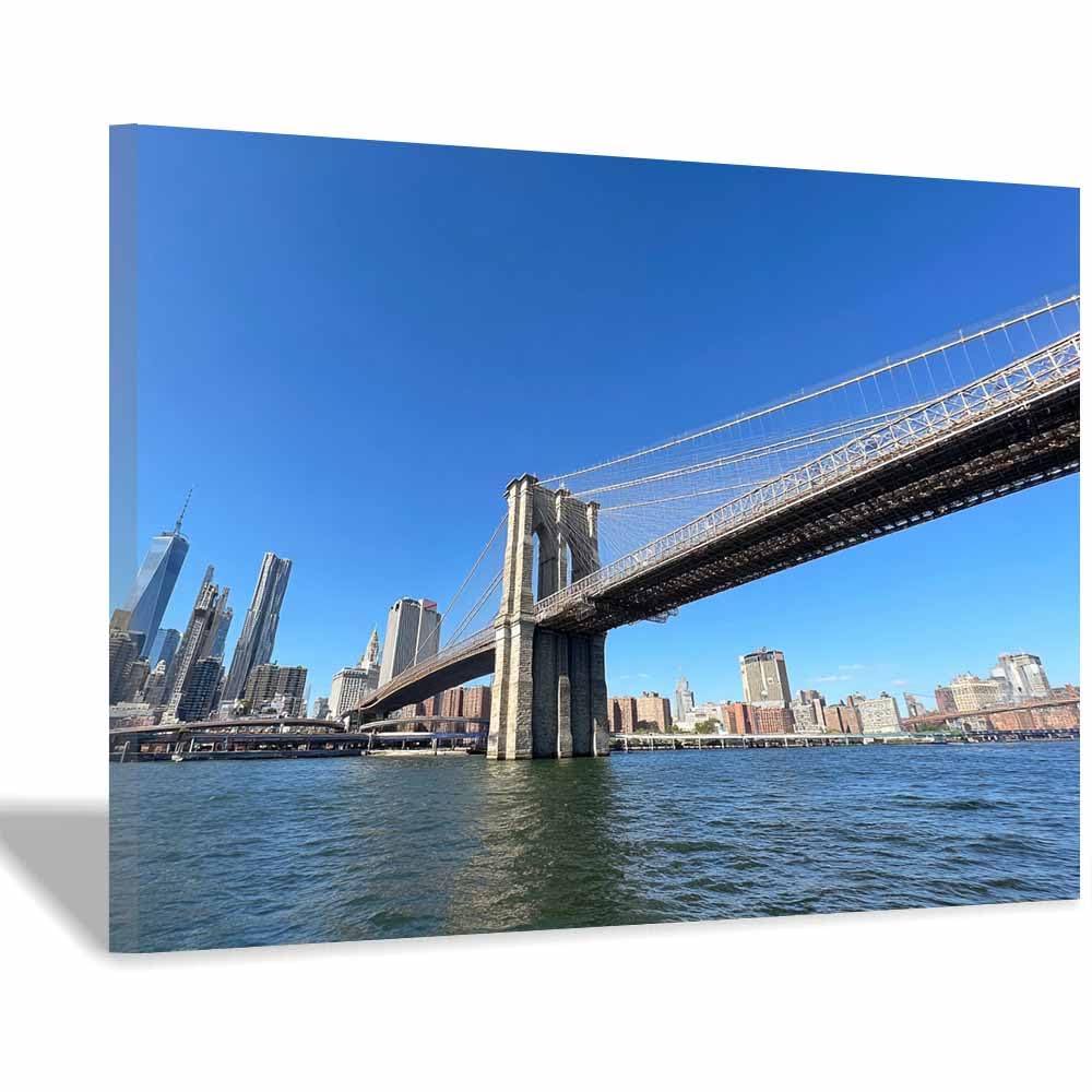 CUDAOO Cuadro sobre Lienzo con diseño de Puente Arte de Pared imágenes Puente de la ciudad y el río para Sala de Estar Arquitectura decoración del hogar y Dormitorio（azul-40x60cm Enmarcado