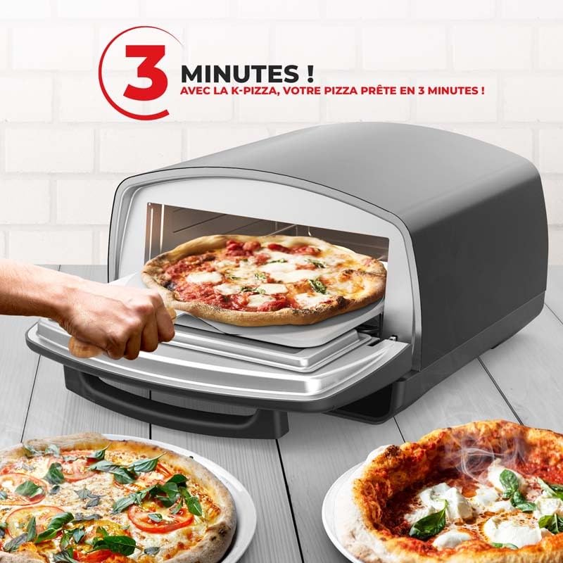 Kitchencook - Four à Pizza - 2000w - Jusqu'à 450°c - 12 Programmes - Plaque De Cuisson En émail, Pelle Et Coupe Pizza En Inox