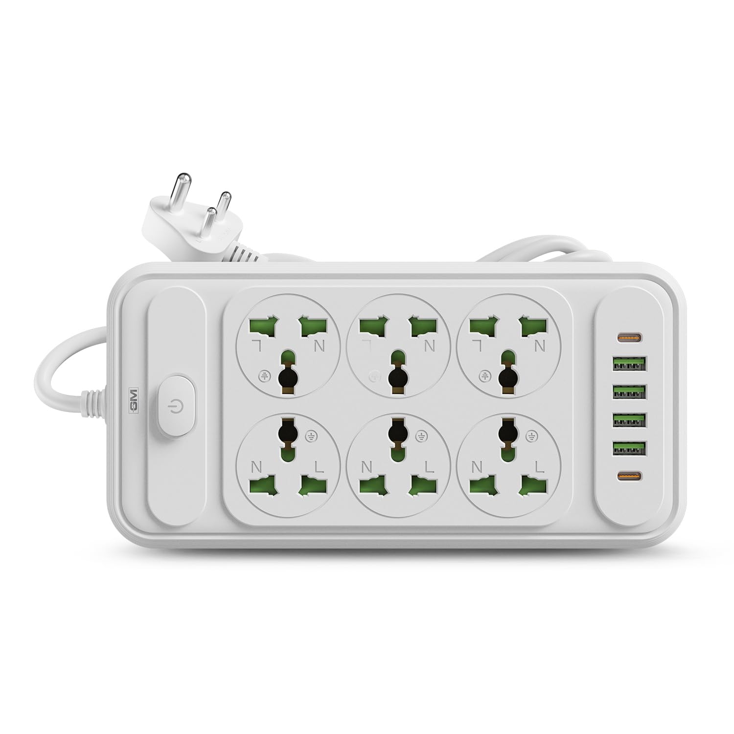 GM G+ ConnectX 8-in-1 Powerstrip 2500W with 6 Universal Sockets, 4 USB Ports + 2 Type-C, 2M Heavy Cable, Master Switch, Safely Power Phones, Laptops, and Other Appliances-image-33