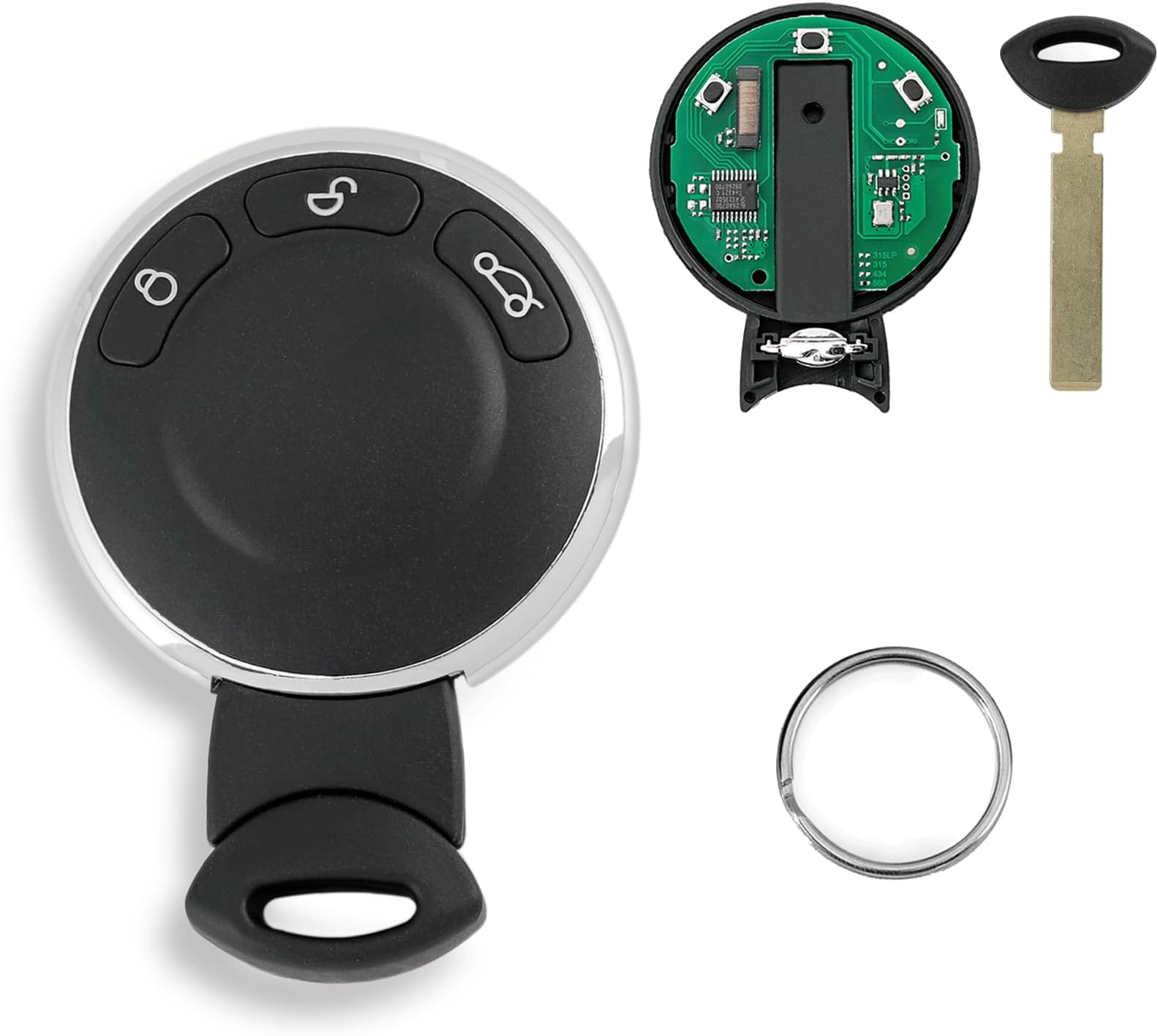 ID46 Chip 868 MHz 3 Button Remote Control Key for BMW Mini Cooper 2007-2014 Key BMW Mini with Key Ring