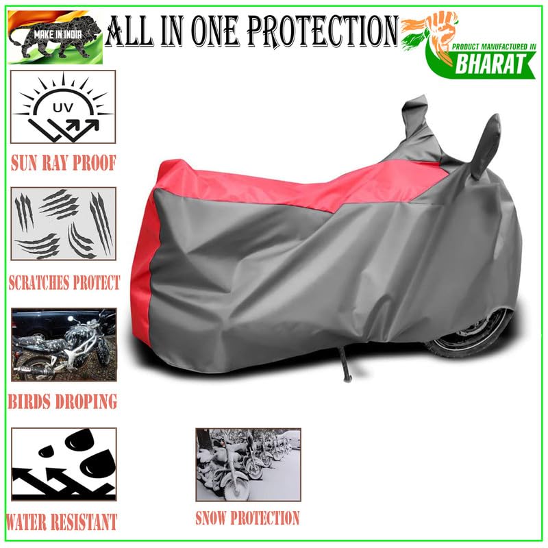 Image of DUFFEL-Two Wheeler Bike Body Cover Compatible for Bajaj Pulsar 220 Bs6 Heat Protectio /UV-Rays /Birds Dropping /DustProof /Waterproof All Variants [Gray Red]